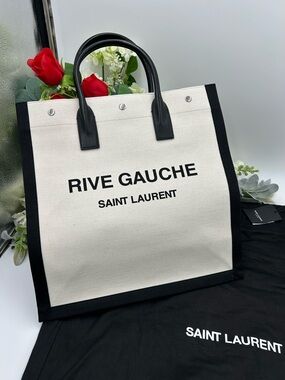Saint Laurent RIVE GAUCHE canvas/leather tote bag made in Italy NWT
